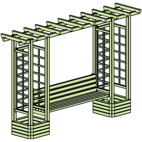 Pergola | Ogrodowa z ławką prosta 210 x 350 x 72 cm