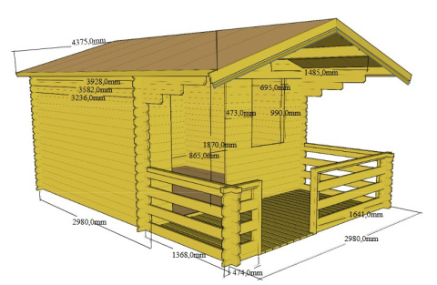 Domek | Ogrodowy Kanada 300 x 300 cm 28mm + podłoga 15mm, okiennica i taras 150 cm Domek | Ogrodowy Kanada 300 x 300 cm 28mm + podłoga 15mm, okiennica i taras 150 cm