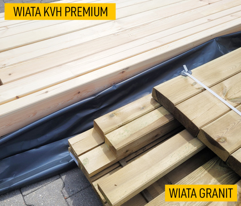 Wiata | KVH Sucha Premium - 500 x 525 cm - słupki 12x12x300 cm garażowa wolnostojąca - zastrzał łuk Wiata | KVH Sucha Premium - 500 x 525 cm - słupki 12x12x300 cm garażowa wolnostojąca - zastrzał łuk