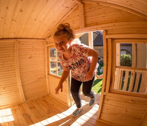 Domek zabaw | Borys z huśtawką i barierką do schodków Domek zabaw | Borys z huśtawką i barierką do schodków